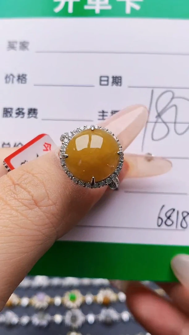 翡翠戒指银S925镶嵌6818