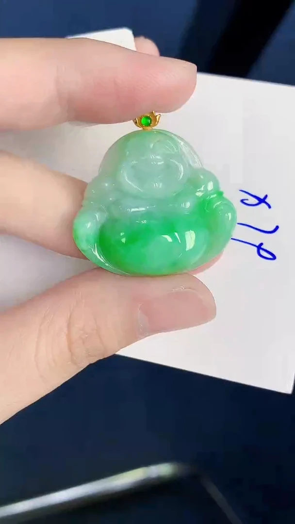 颈饰18K金镶嵌翡翠天然翡翠缅甸A货