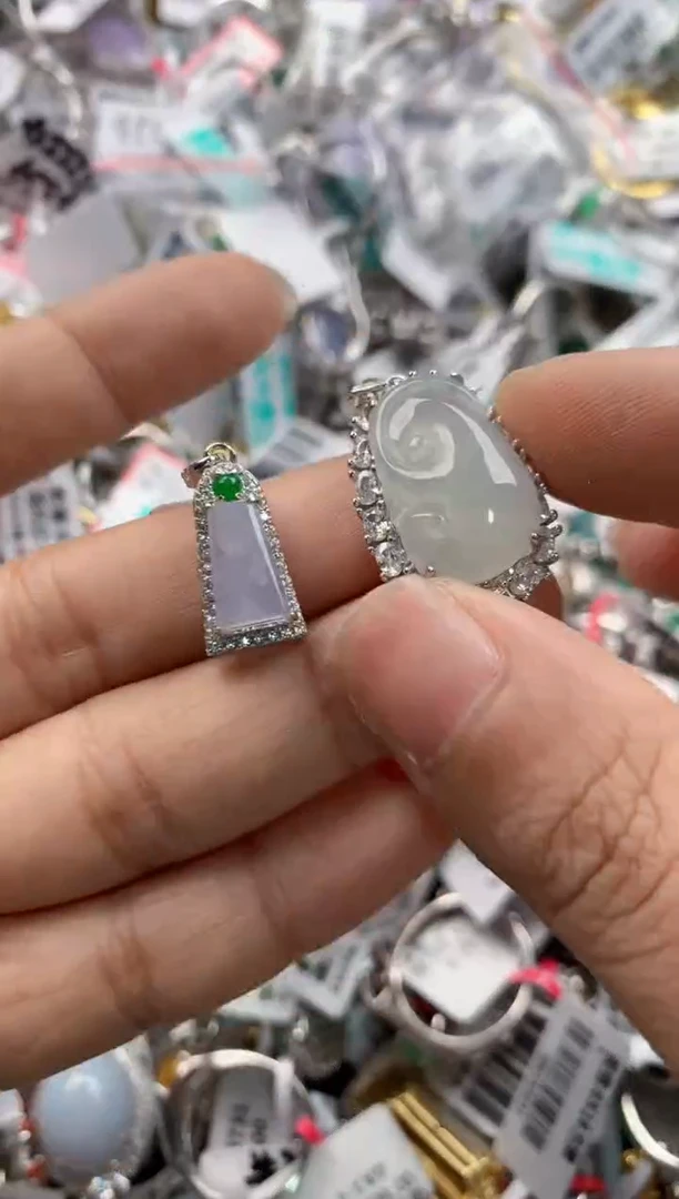 银S925镶嵌戒指翡翠222     8