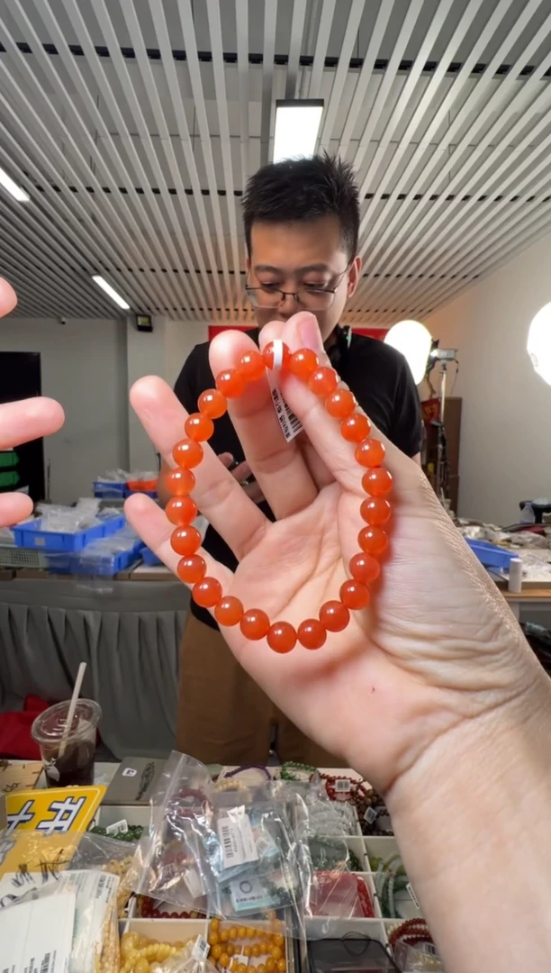 未镶嵌手串南红玛瑙南红圆珠单圈约7-7.5mm