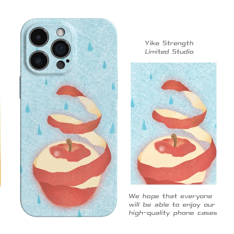 雨滴苹果皮面软壳适用iphone苹果15pro可爱手机壳VIVO华为