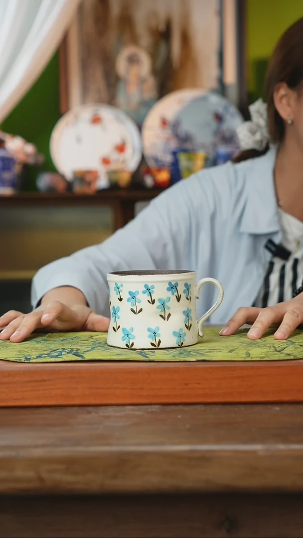 摆件景德镇釉下手绘陶瓷茶具，咖啡杯