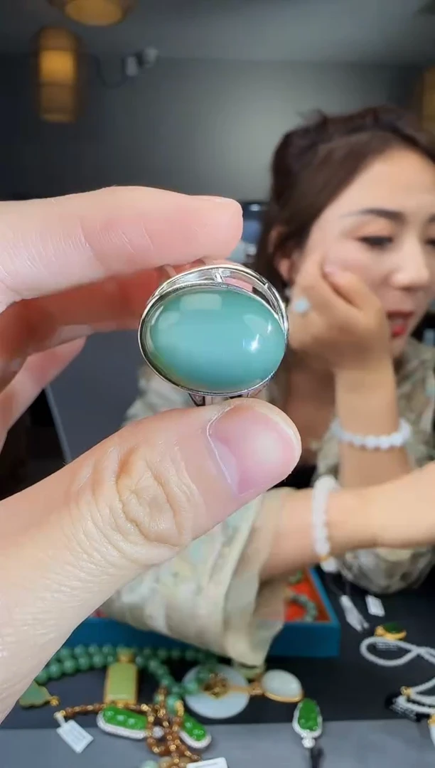 和田玉戒指银S925镶嵌1