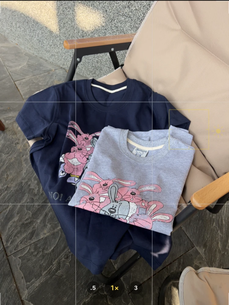 兔子家族~韩系印花显瘦短袖T恤