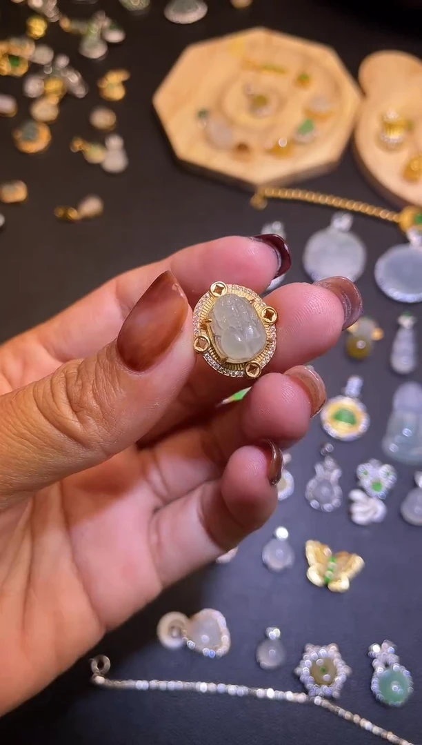 吊坠(不含链)银S925镶嵌翡翠1