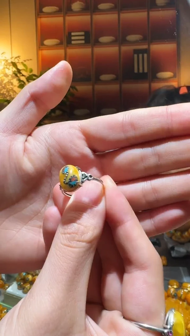 蜜蜡颈饰银S925镶嵌5467天然蜜蜡珠宝奇石