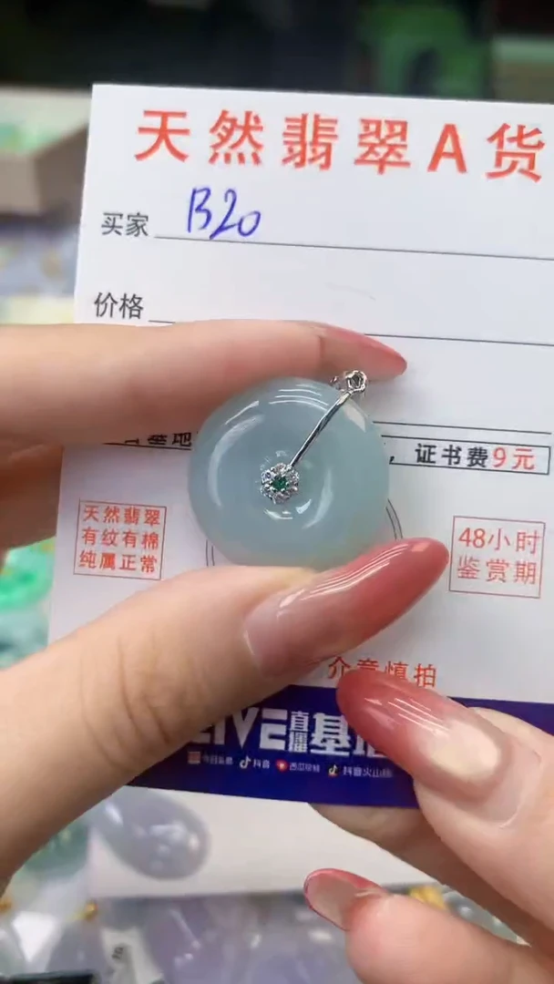 颈饰银S925镶嵌翡翠天然A货翡翠挂件
