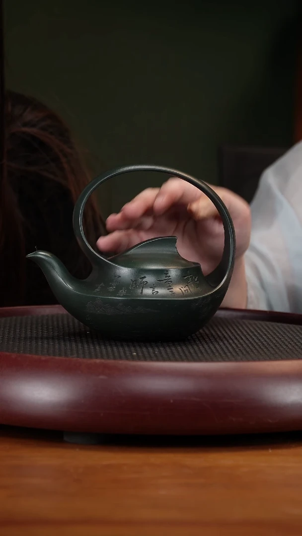 茶壶紫砂104ZKXZCP小曲壶 可心绿泥290cc