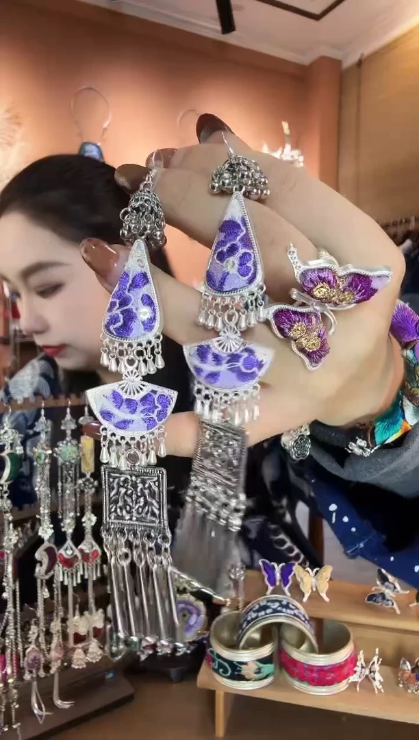 刺绣纯手工民族风耳环