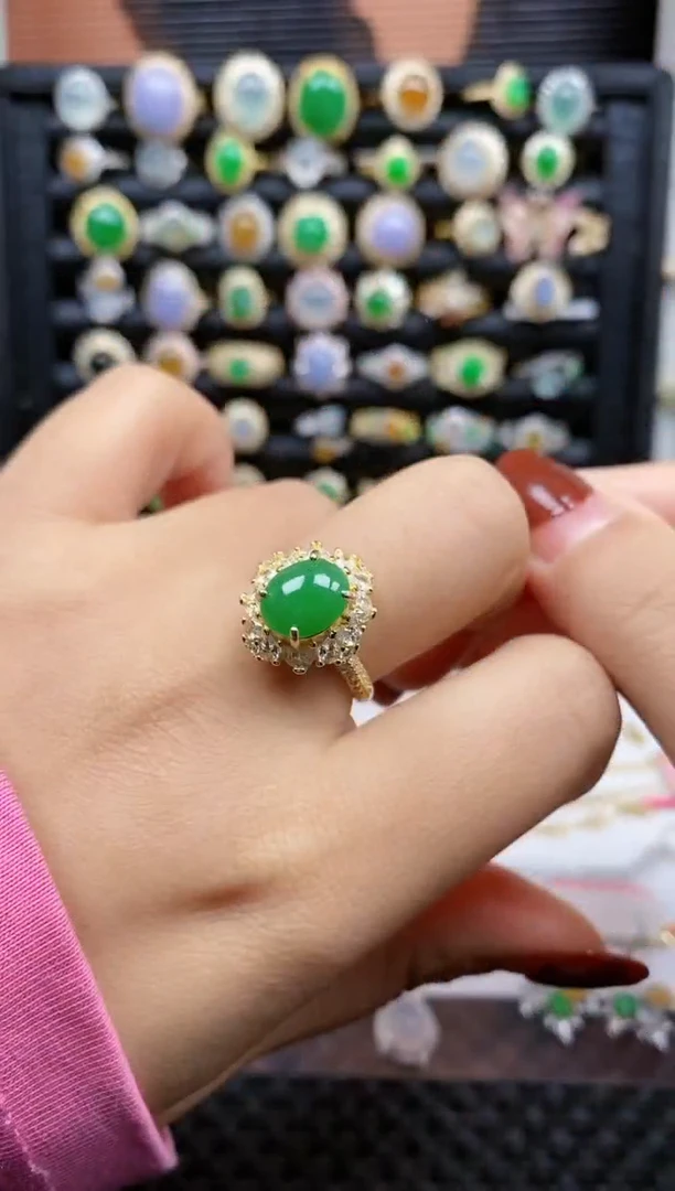 银S925镶嵌戒指翡翠145