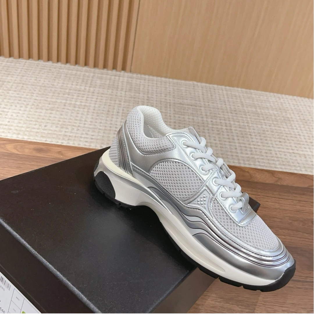 【金银角】 白银网眼拼色厚底系带休闲鞋  女鞋