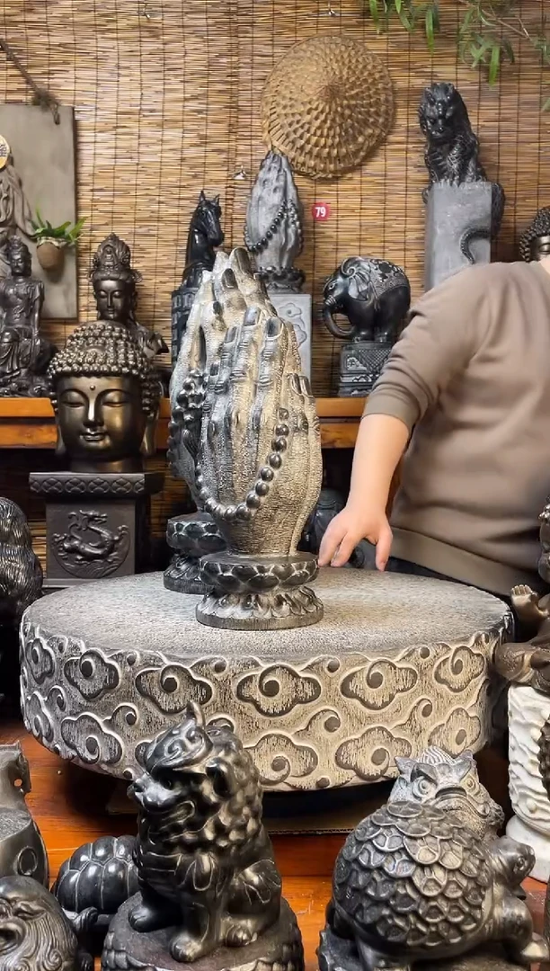 石材天然青石雕刻34佛手