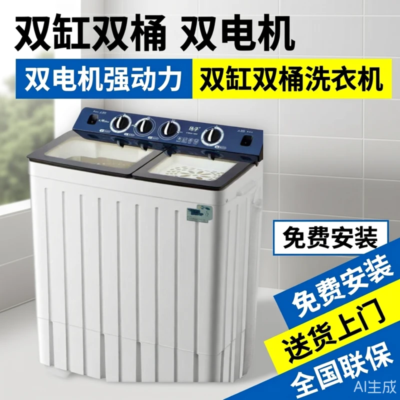 【半自动洗衣机】大容量双桶双缸老式半自动家用租房洗衣老式洗衣机
