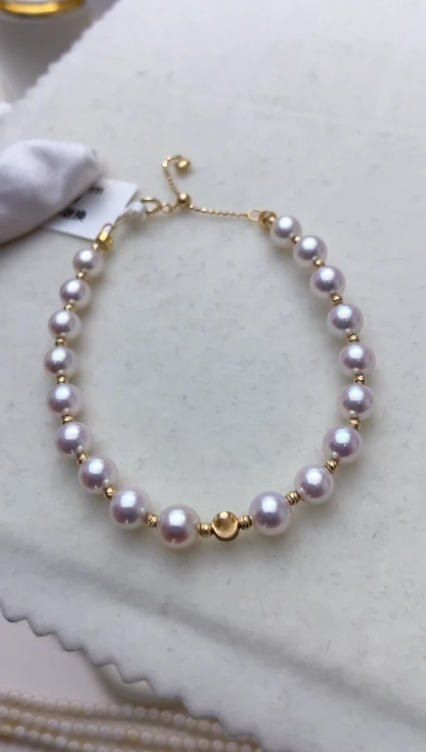 【闪购商品】海水珍珠手串18K金镶嵌天女彩凛5.5-6.0手串
