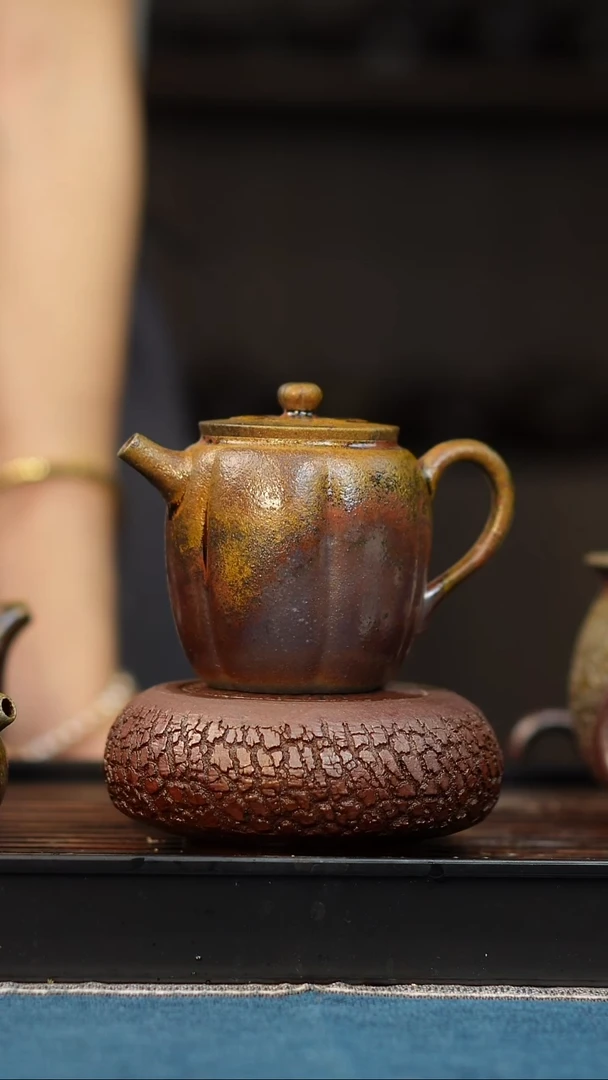 茶壶紫砂柴烧紫砂天青海棠200cc