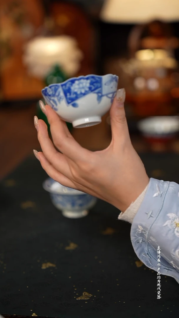 青樵轩蓝印花布杯