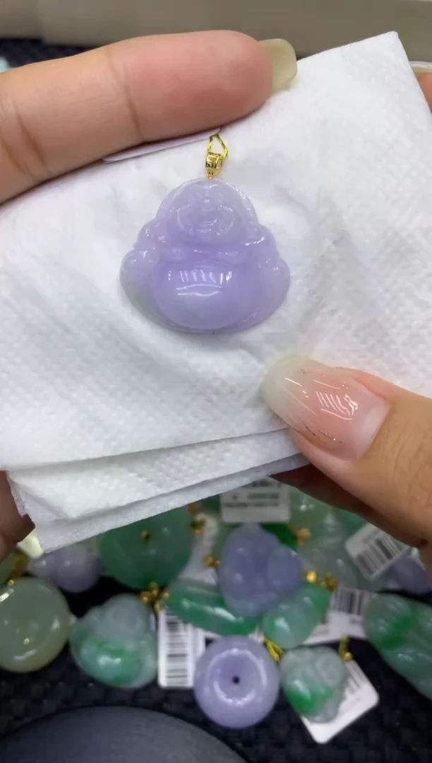 颈饰18K金镶嵌翡翠天然缅甸A货翡翠