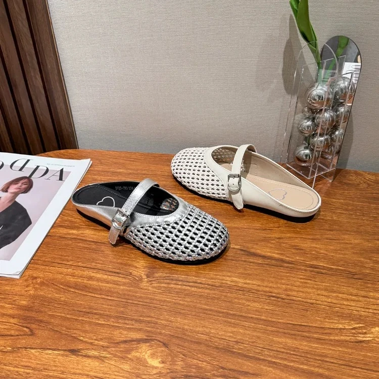 单鞋时尚夏季编织外穿半拖平底凉鞋779-1