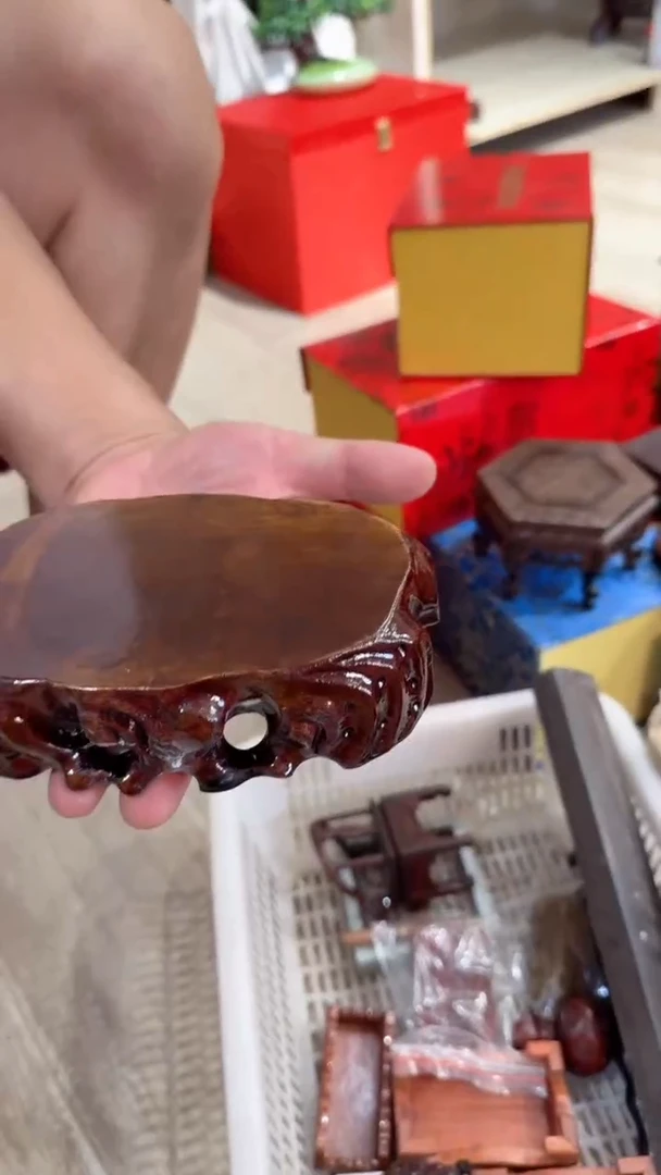 木 光头红木工艺品-瑕疵盘根底座