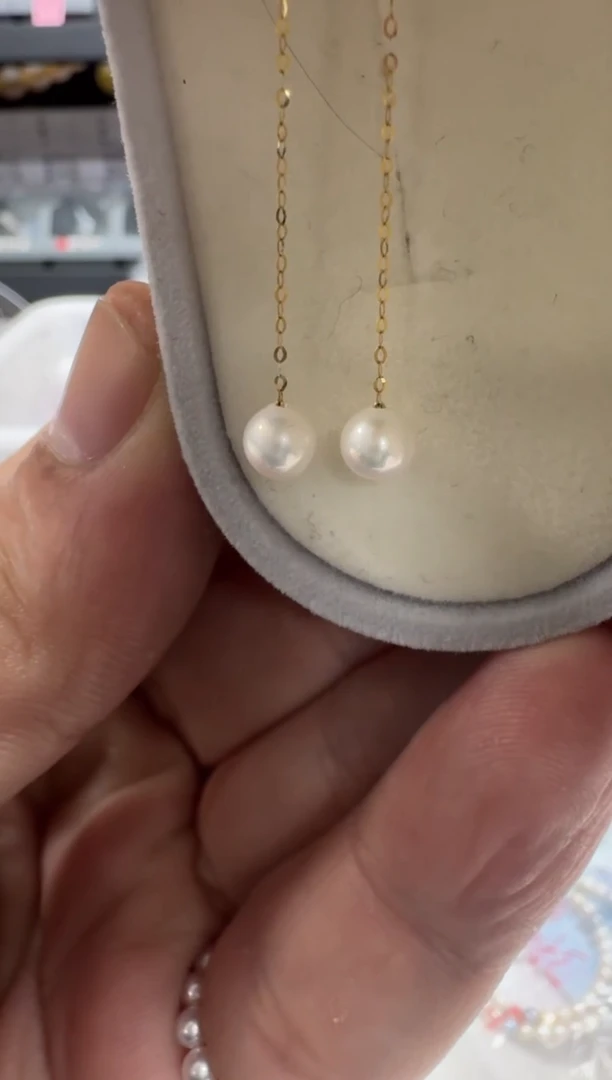 【闪购商品】淡水珍珠耳饰18K金镶嵌耳线