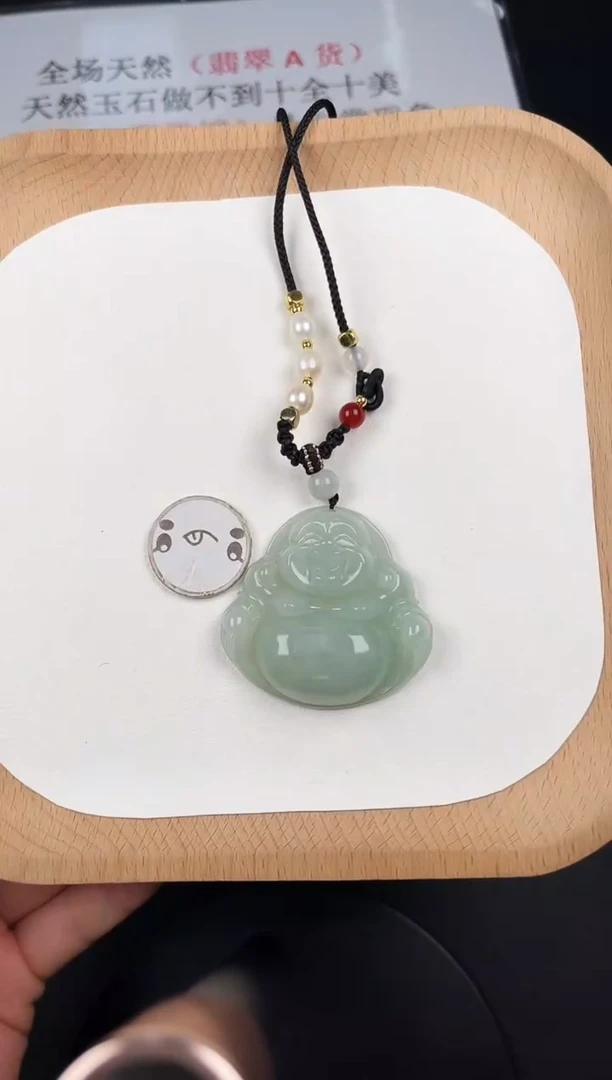 颈饰未镶嵌翡翠LH014翡翠冰绿大佛-3