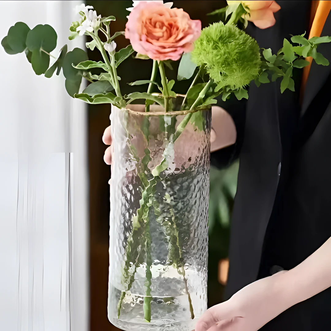 以舟网红花瓶水养富贵竹轻奢高级感花瓶透明玻璃插花花瓶水培器皿