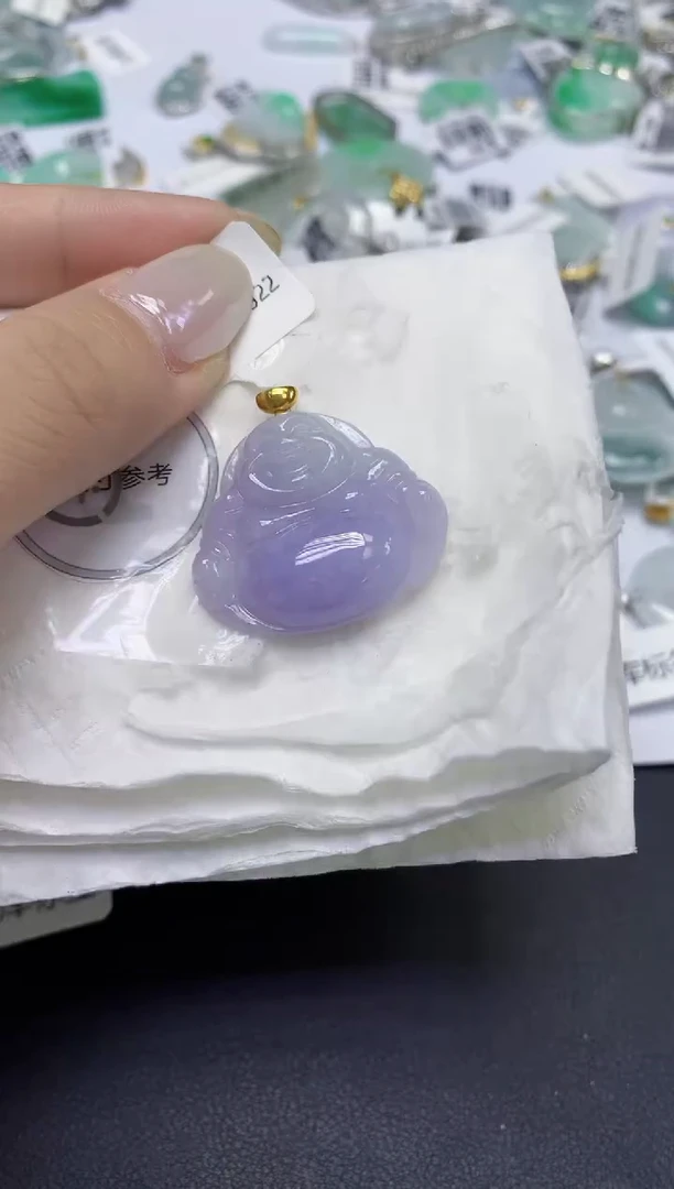 颈饰18K金镶嵌翡翠天然缅甸翡翠A货百元以上9元证书费自理