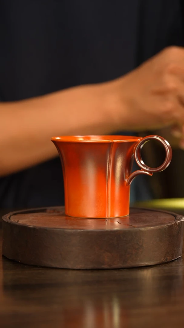 12柴房陶瓷柴烧金红咖啡杯