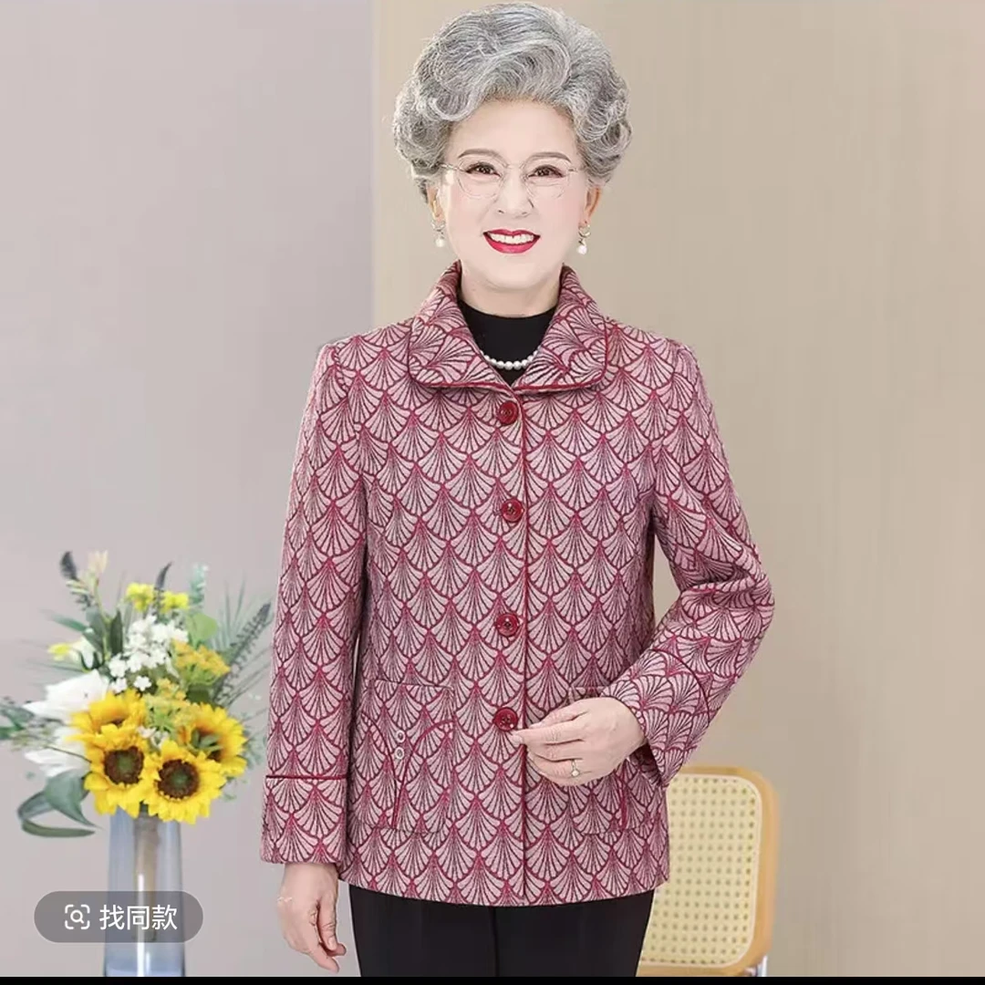 8086妈妈装外套新款洋气中年女装毛呢衣中老年春秋上衣货位12-2-1