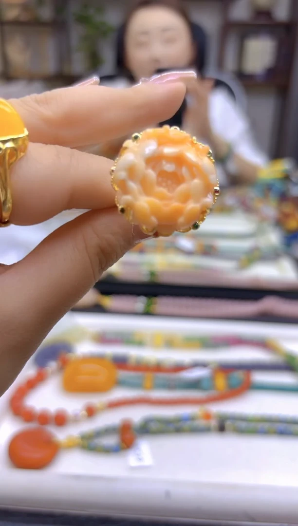 玛瑙/玉髓戒指银S925镀金镶嵌DIY款J110