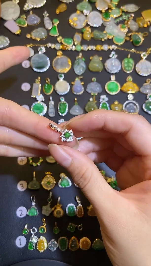 吊坠(不含链)银S925镶嵌翡翠1