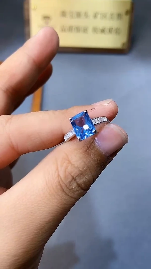 【闪购商品】海蓝宝石戒指银S925镶嵌354