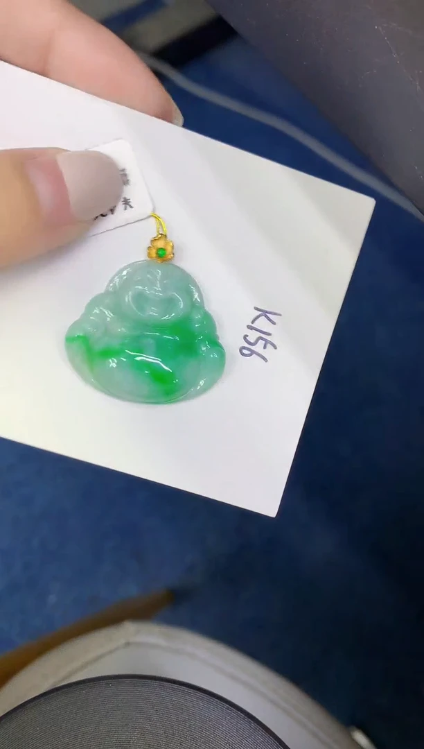 颈饰18K金镶嵌翡翠缅甸天然翡翠A货