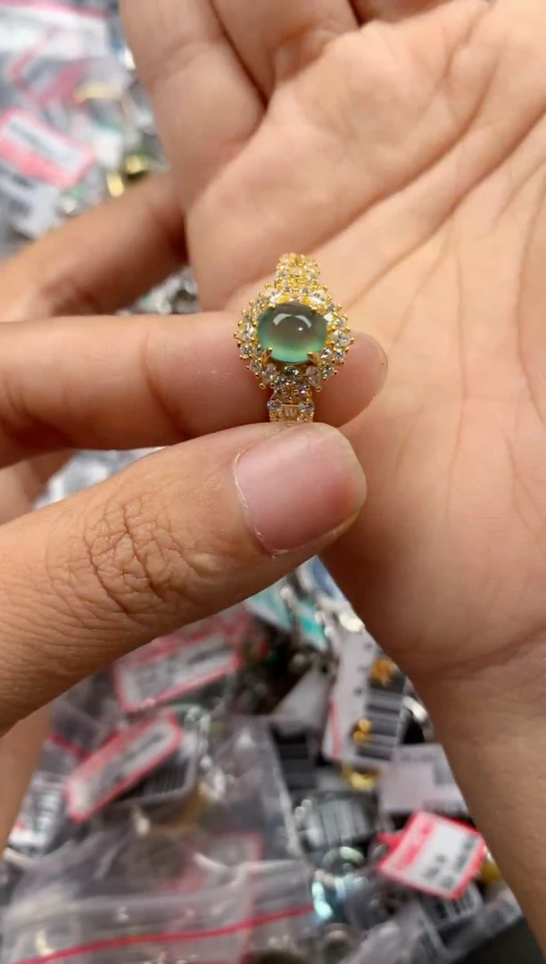 银S925镶嵌戒指翡翠222      8