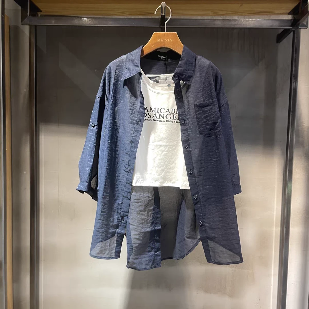 麦寻女装秋翻领五分袖纯色女装