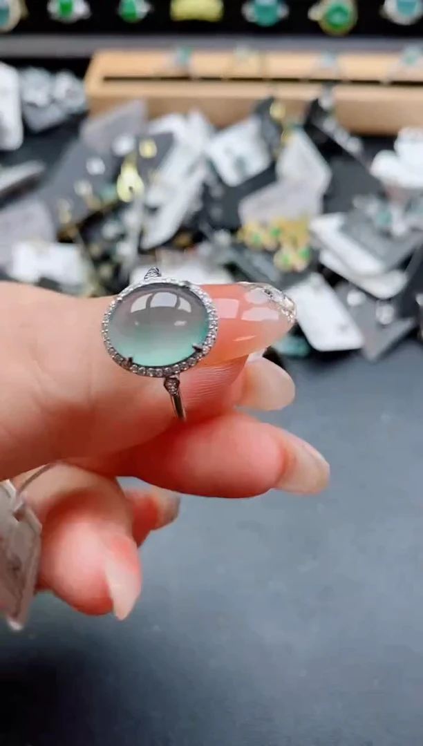 银S925镶嵌戒指翡翠1