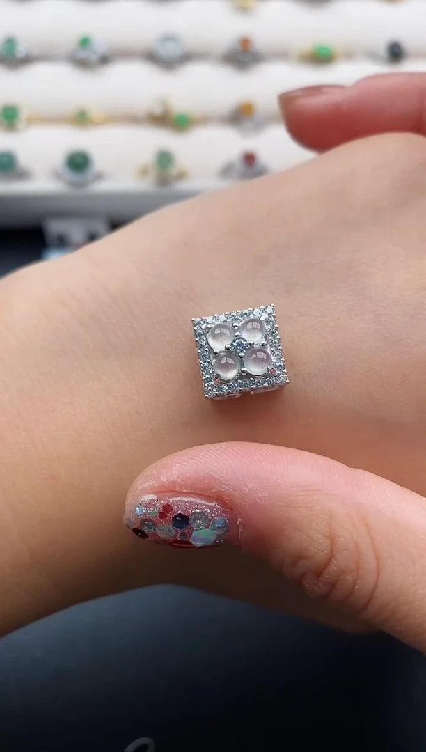 银S925镶嵌戒指翡翠2222222+3