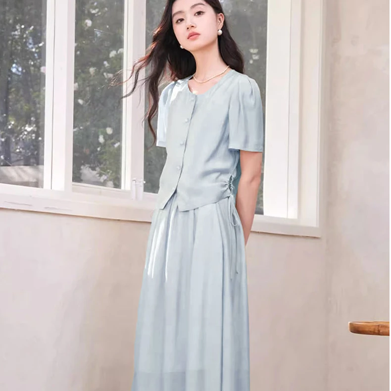 2025短袖半身裙套装显瘦气质时尚休闲百搭女士