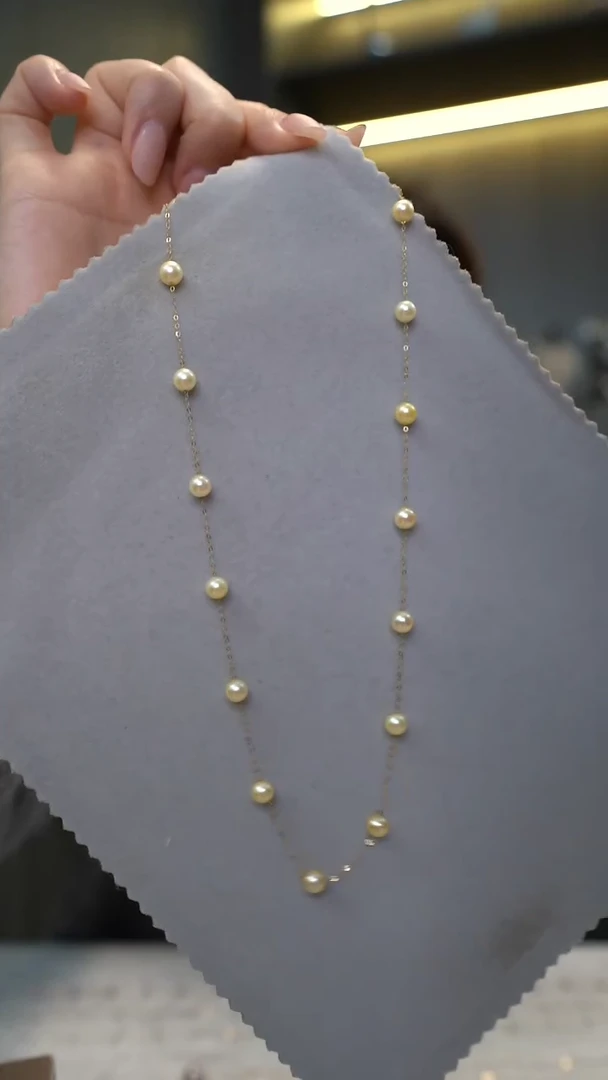 颈饰18K金镶嵌海水珍珠通体18K金 akoya羽皇金项链