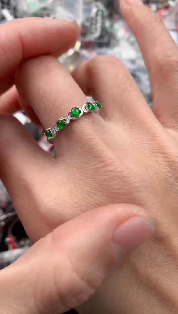 银S925镶嵌戒指翡翠666   7