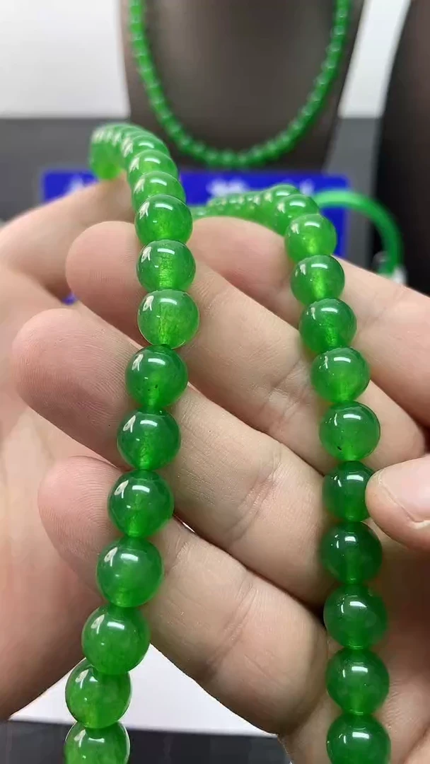 颈饰14K金镶嵌翡翠妈妈链10mm