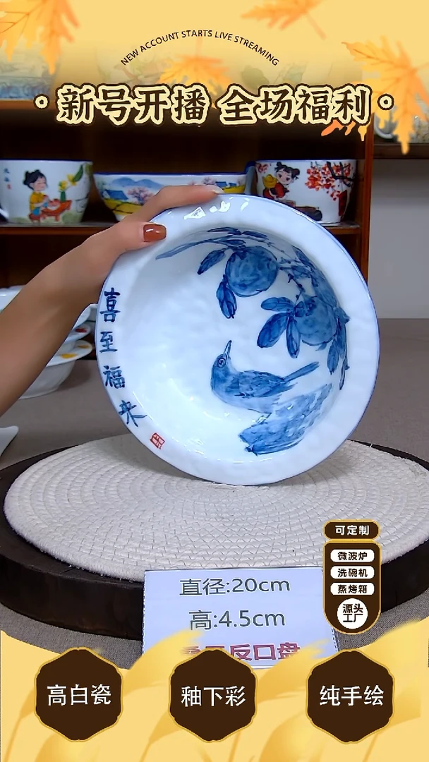 碗景德镇手绘釉下彩陶瓷餐具