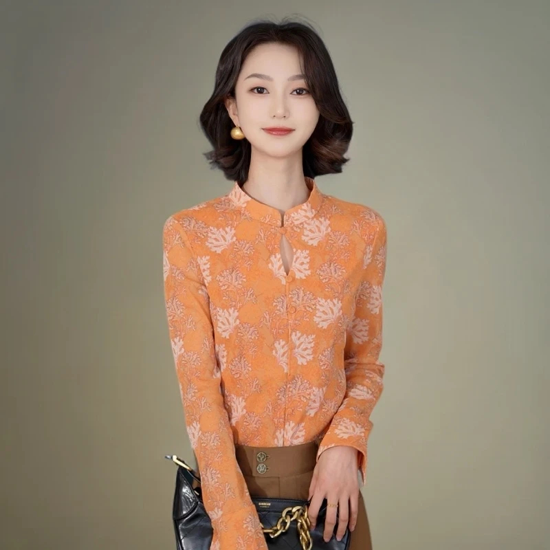 哥弟秋冬衬衫长袖修身显瘦法式轻奢弹力小个子女士衬衣1301057