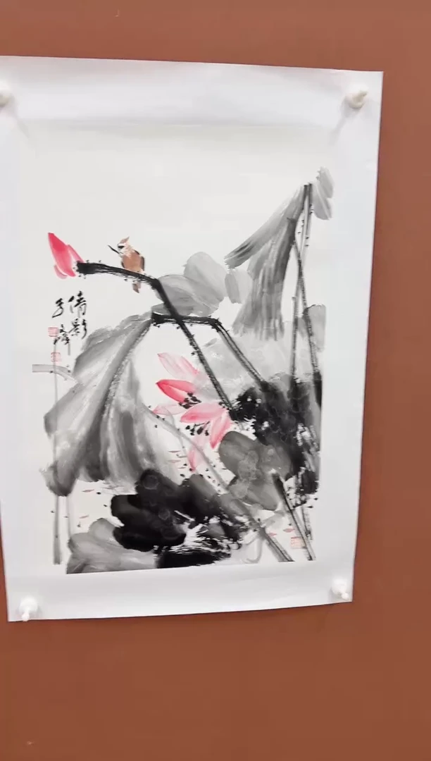 国画李文峰四尺三开花鸟