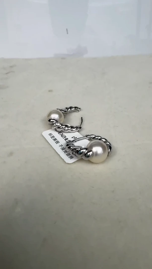 银S925镶嵌耳饰海水珍珠耳扣