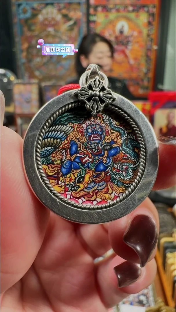 吊坠 壹善缘城手绘唐卡黑C