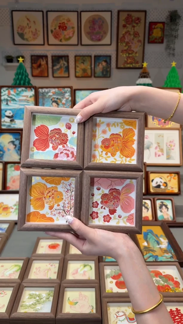 国画四幅金鱼 手绘国画12