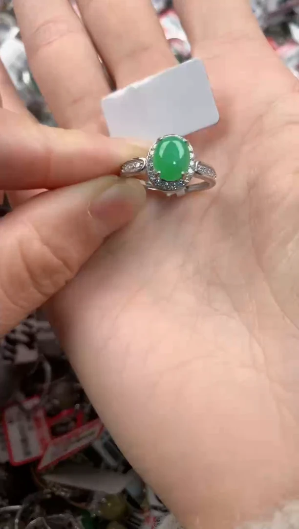 银S925镶嵌戒指翡翠444   6