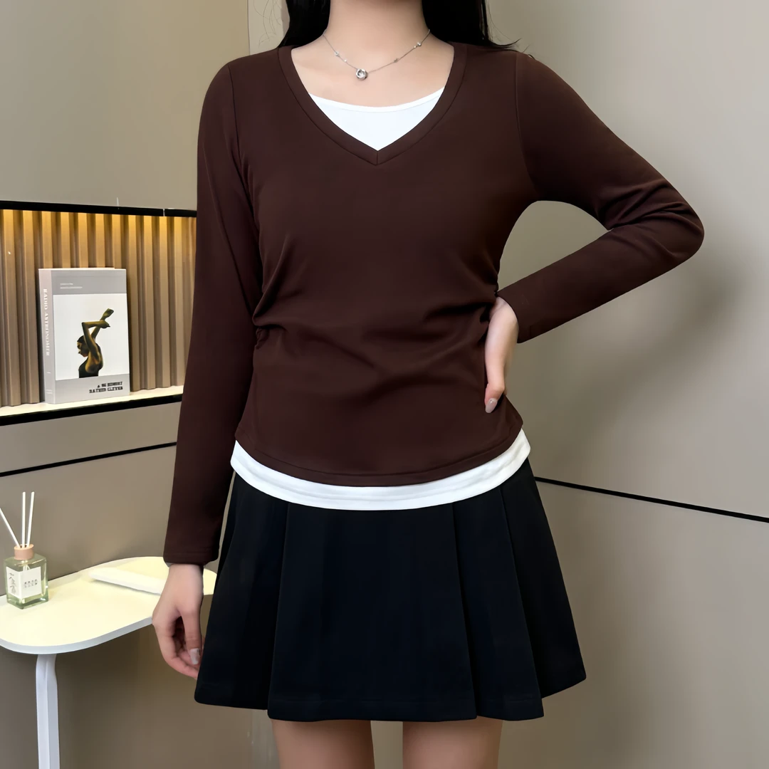 胖MM伊 70冬季德绒保暖新款大码拼接百搭显瘦洋气遮肉长袖