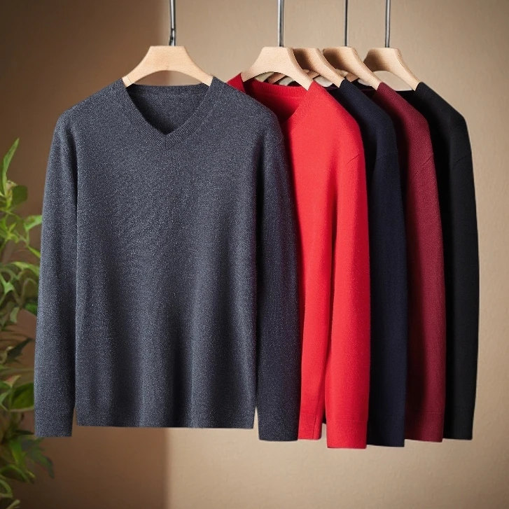 2025秋冬新款轻奢时尚休闲纯色男士打底毛线衣大码亲肤针织男毛衣